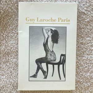 VINTAGE DEADSTOCK NEW IN BOX Guy Laroche Paris Black Floral Bodysuit SIZE 4-6